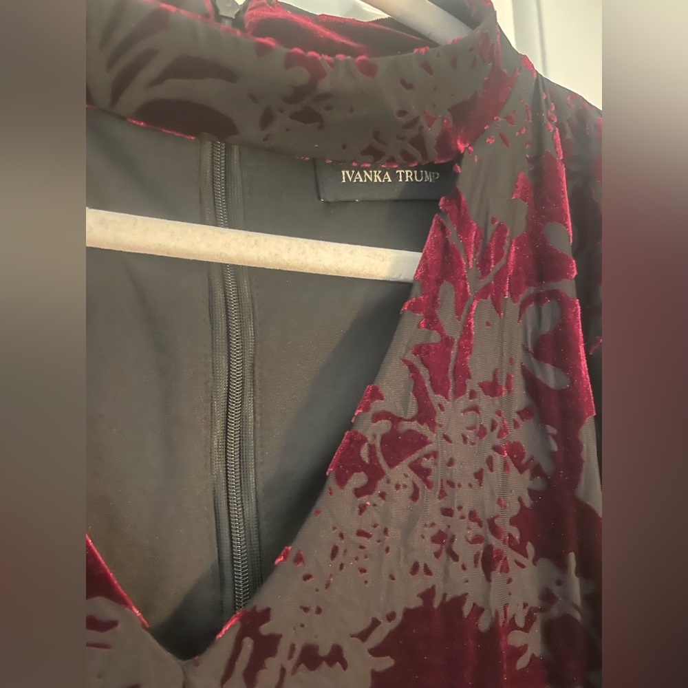 Ivanka Trump Burgundy and Charcoal Floral Dress